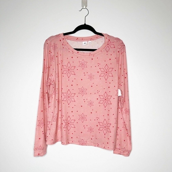 NWOT BP Print Brushed Knit Pajama Set Beauty Snowflake Dots Women's Pink Size M - Picture 2 of 7